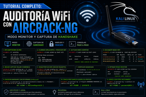 Tutorial Completo: Auditoría WiFi con Aircrack-ng (Modo Monitor y Captura de Handshake)