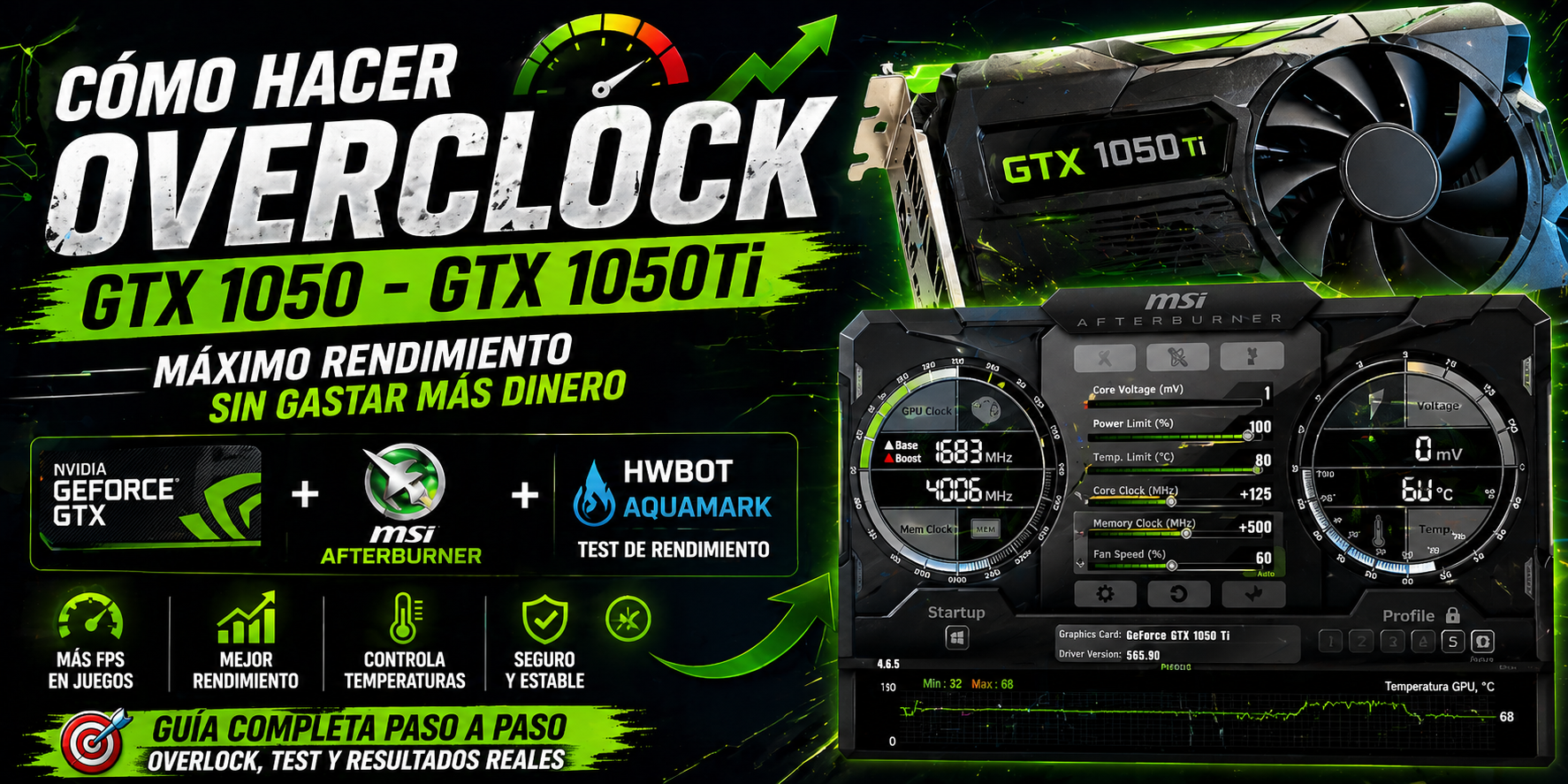 Cómo hacer overclock a una GTX 1050 / 1050 Ti con MSI Afterburner (Guía paso a paso)